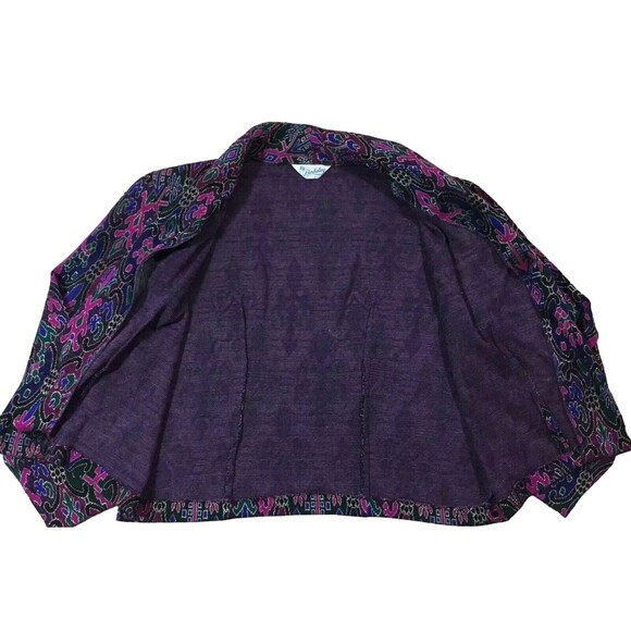 Vintage Womens Blazer Soft Shell Light Jacket Cropped Damask Pattern Medium M - Picture 9 of 14